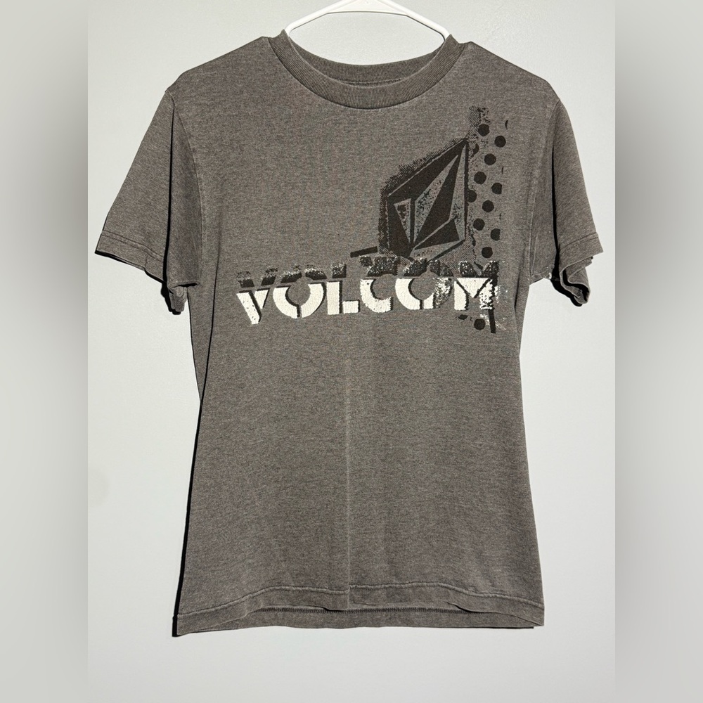 Volcom Gray Short Sleeve Tee with Graphic Design